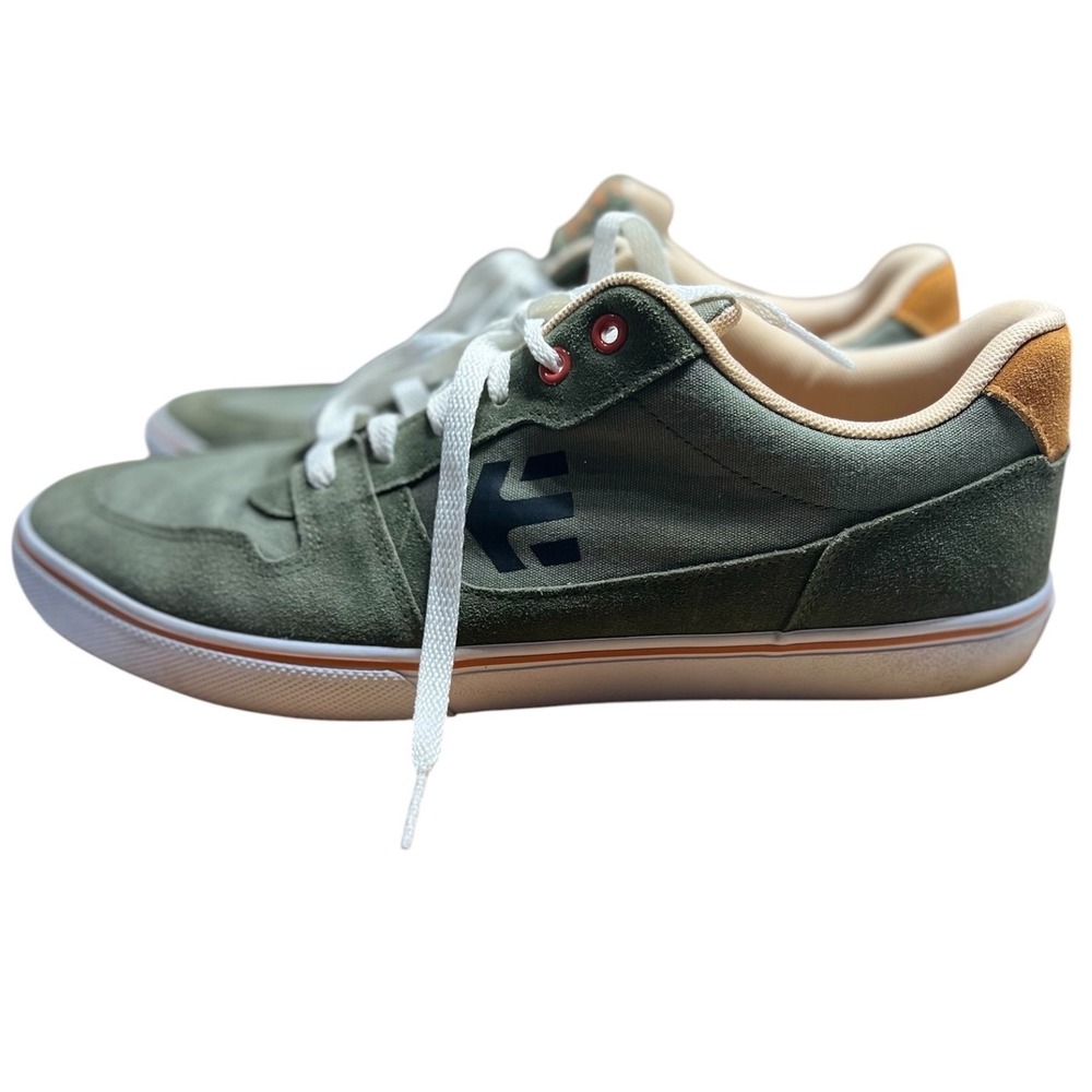 Etnies Fader Skate Shoes Mens Green Canvas Suede Low Top Sneakers - 13 - Picture 3 of 7